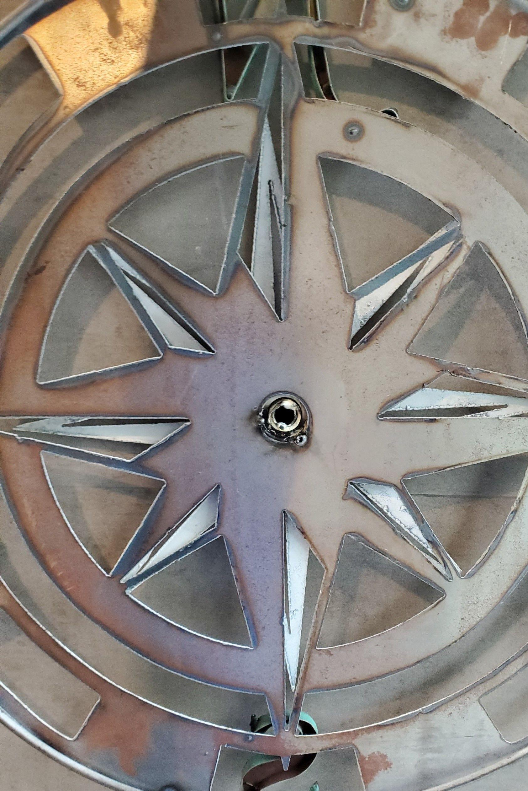 Painted Three Dimensional Wall Hanging Compass with Rotating Star For Sale