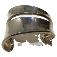 Three-Dimensional Yvone Christa Polished Sterling Silver Cuff Bracelet