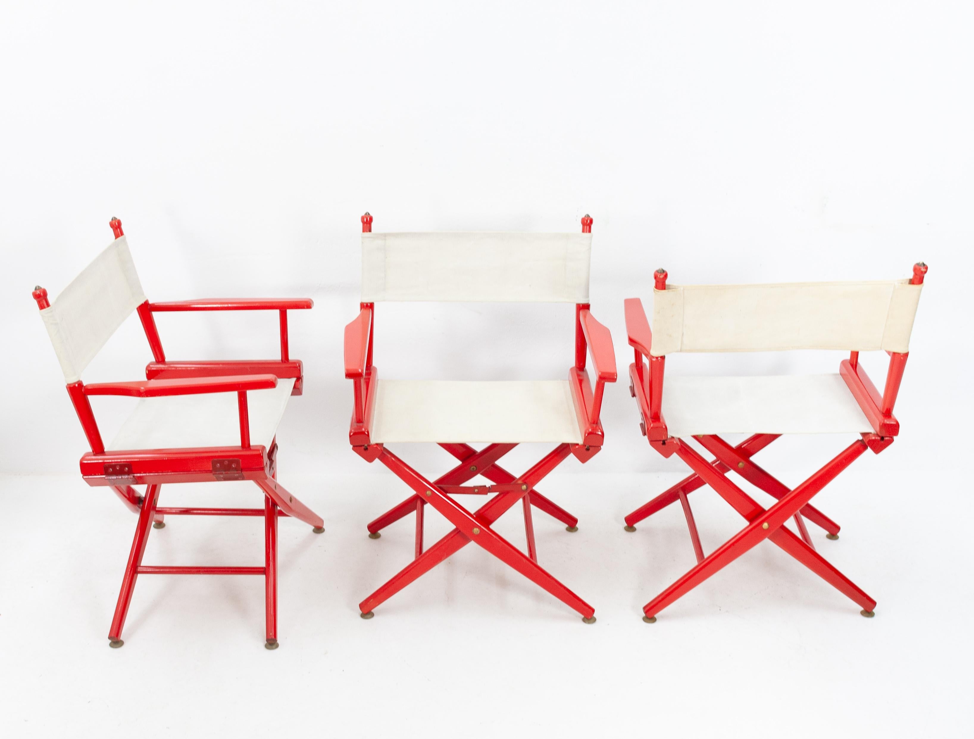 Mid-Century Modern Three Directors Folding Chairs