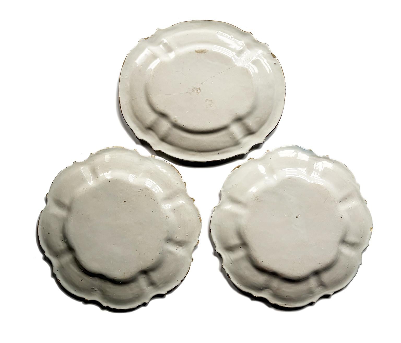 Rococo Trois plats, Fabrique d'Antonio Maria Coppellotti, Lodi, Italie, vers 1745 en vente