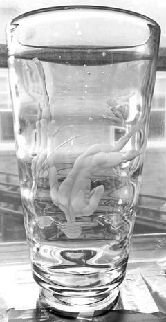 "Three Divers, " Art Deco Masterpiece with Male Nudes, Lindstrand for Orrefors