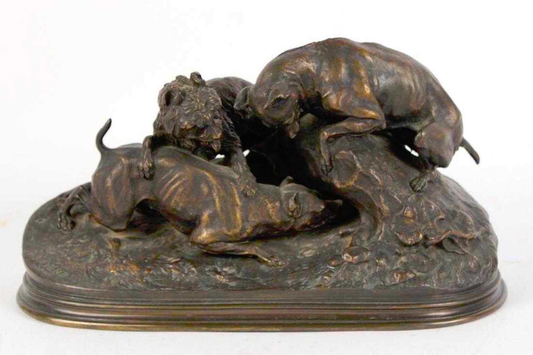 Pierre-Jules Mêne, francés, 1810-1879
Tres perros excavando 