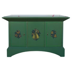 Three-Door Lacquered Berlin Deko Cabinet with Medieval Motifs