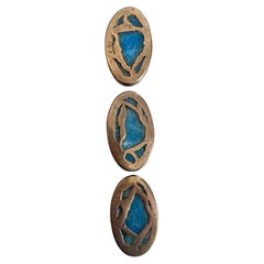 Three Door or Drawer Pulls in Bronze and Stone by Pepe Mendoza Mexico