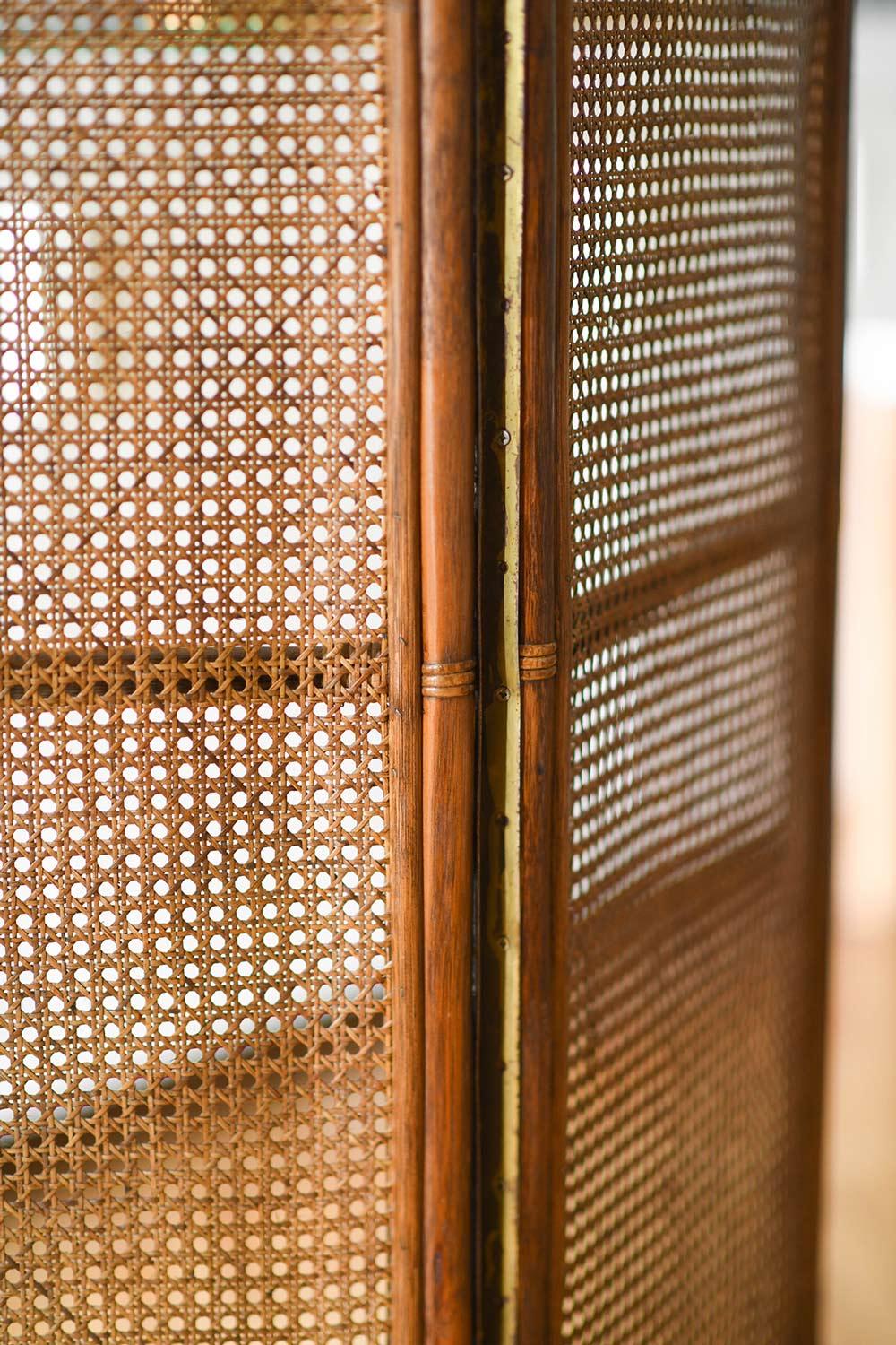 Three-Door Screen in Bamboo and Wicker, Italian Manufacture In Good Condition In Roma, RM