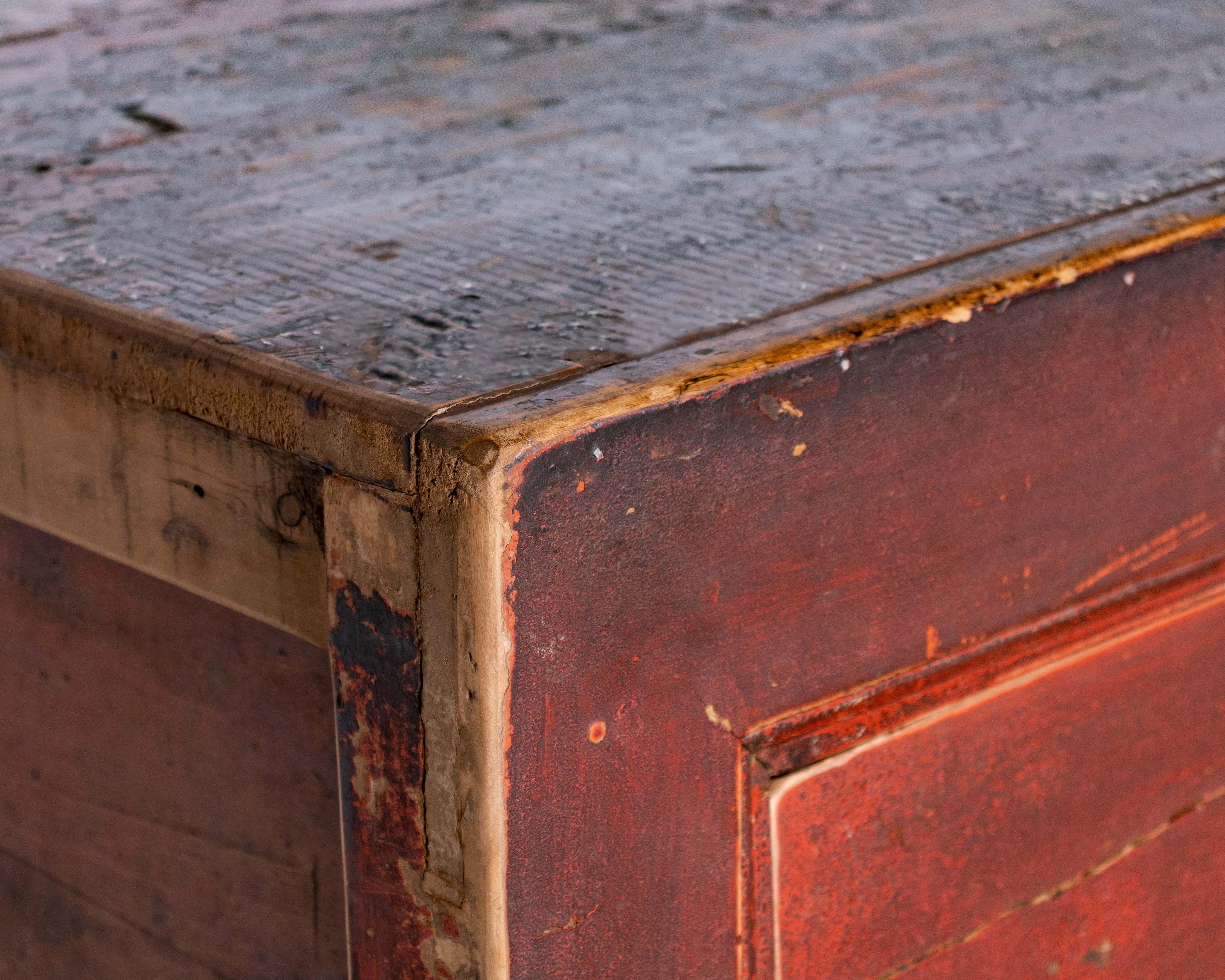 Three Door Server in Original Oxblood Patina In Excellent Condition In Dallas, TX