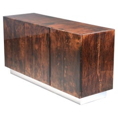 Dreitüriges Sideboard von Aldo Tura aus Ziegenleder, Italien, 1970er Jahre