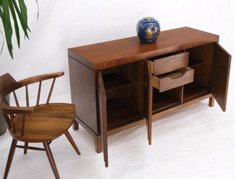Three Doors Compartments Two Fitted Doors Walnut Mid Century Server ...