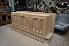 Three Doors Oak Credenza Cabinet, circa 1940