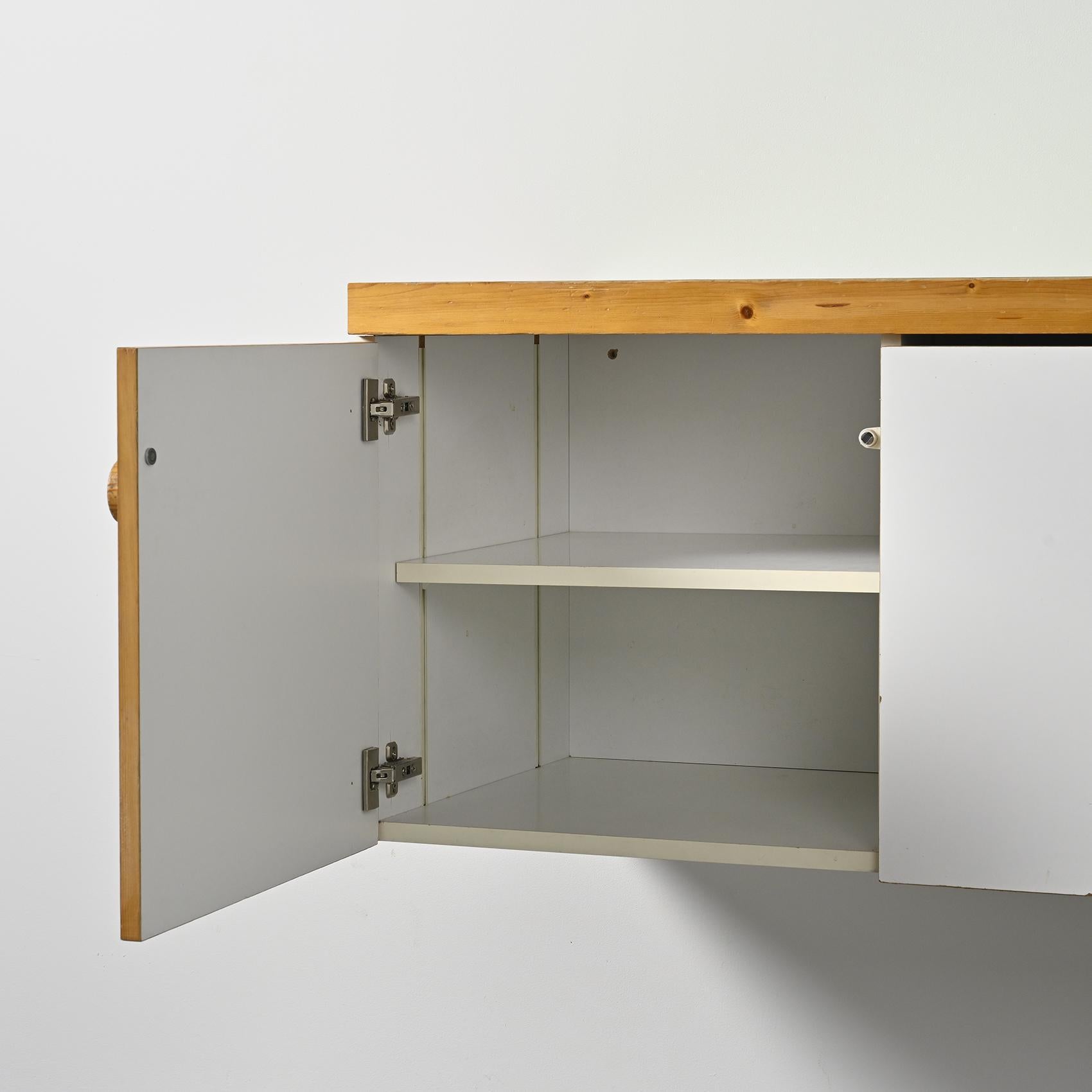 Three-doors Sideboard from Les Arcs by Charlotte Perriand In Good Condition For Sale In VILLEURBANNE, FR