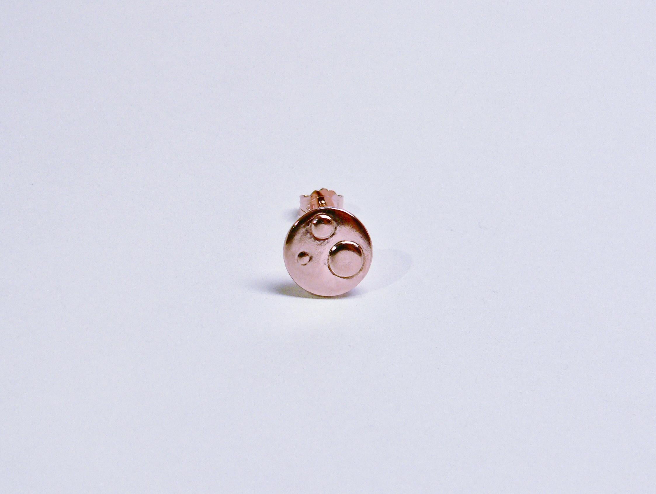 Three Dots Single Stud Earring, Pink Gold-Plated Sterling Silver For Sale 1