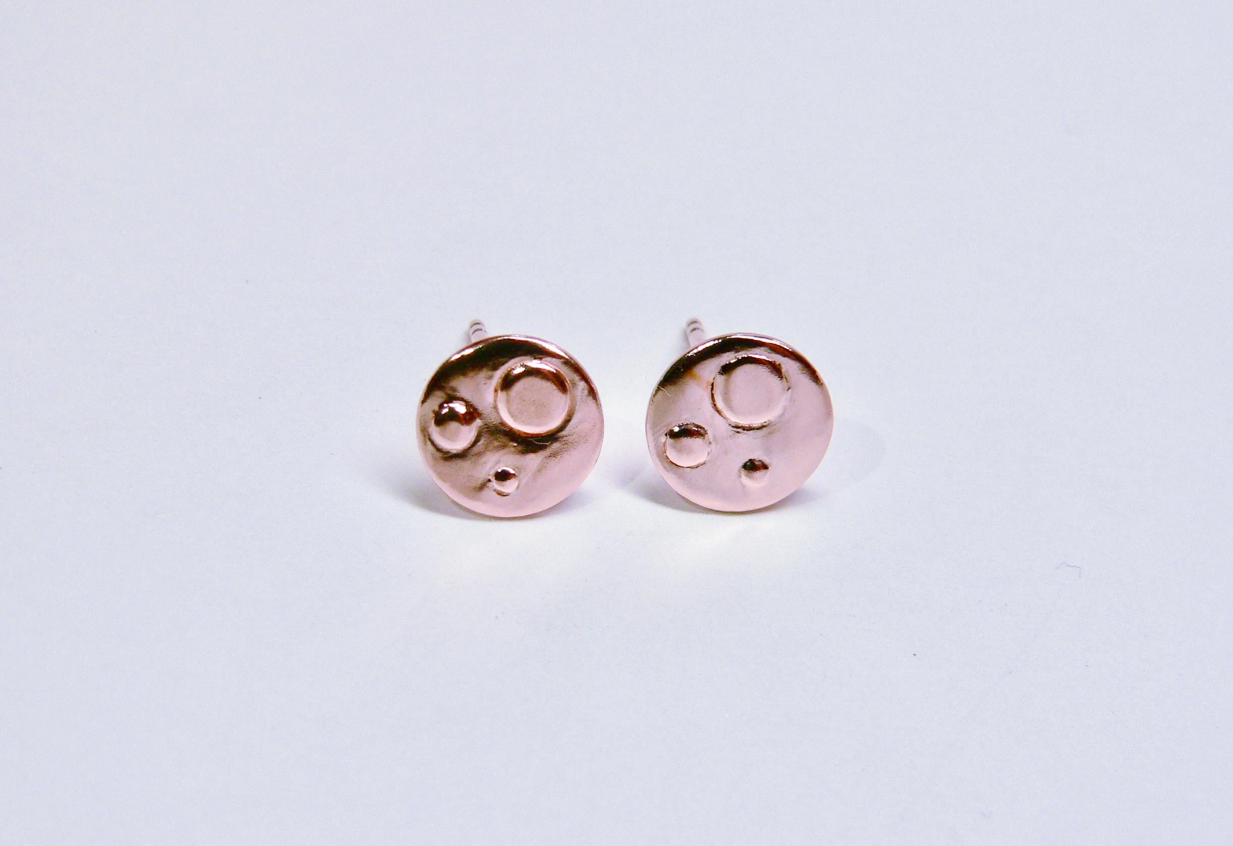 Artist Three Dots Stud Earring (Pair), Pink Gold-Plated Sterling Silver For Sale