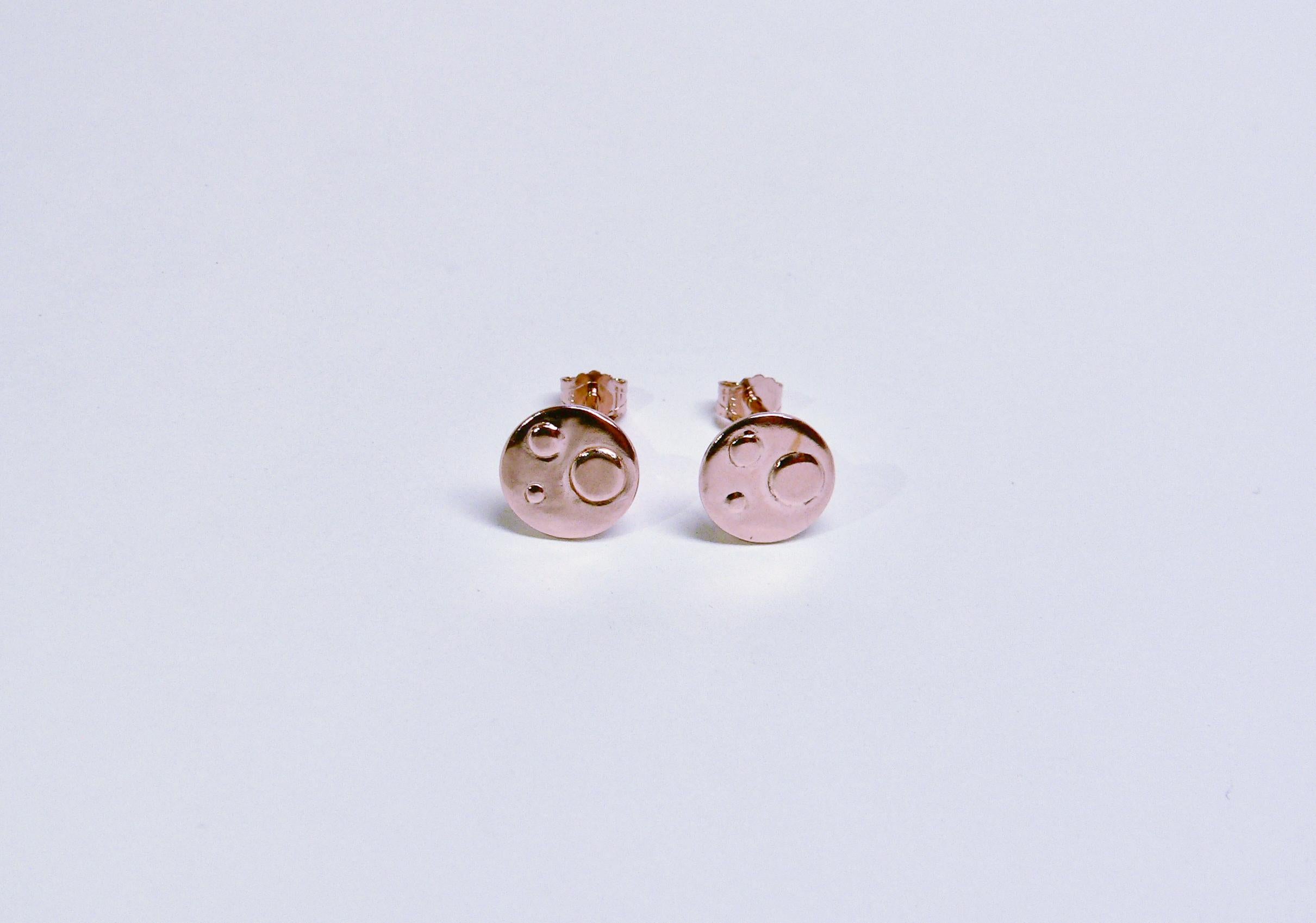 Three Dots Stud Earring (Pair), Pink Gold-Plated Sterling Silver For Sale 1