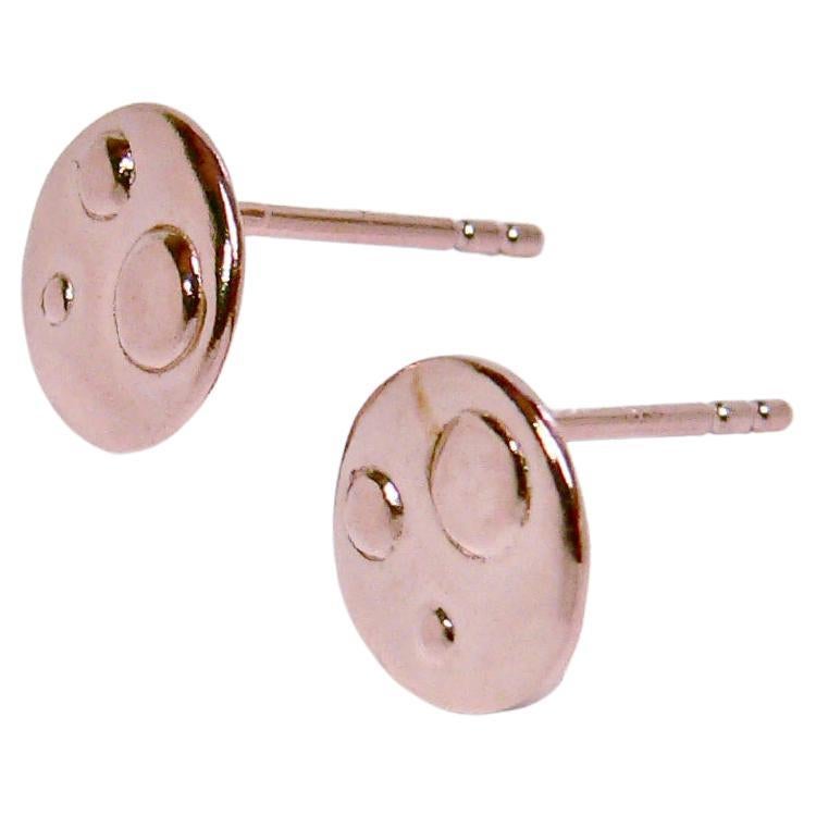 Three Dots Stud Earring (Pair), Pink Gold-Plated Sterling Silver For Sale