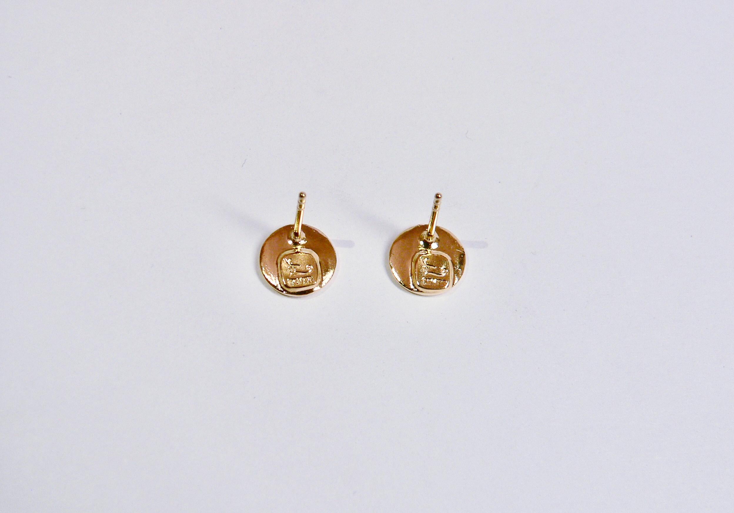 Three Dots Stud Earring (Pair), Yellow Gold-Plated Sterling Silver In New Condition For Sale In Tokyo, JP