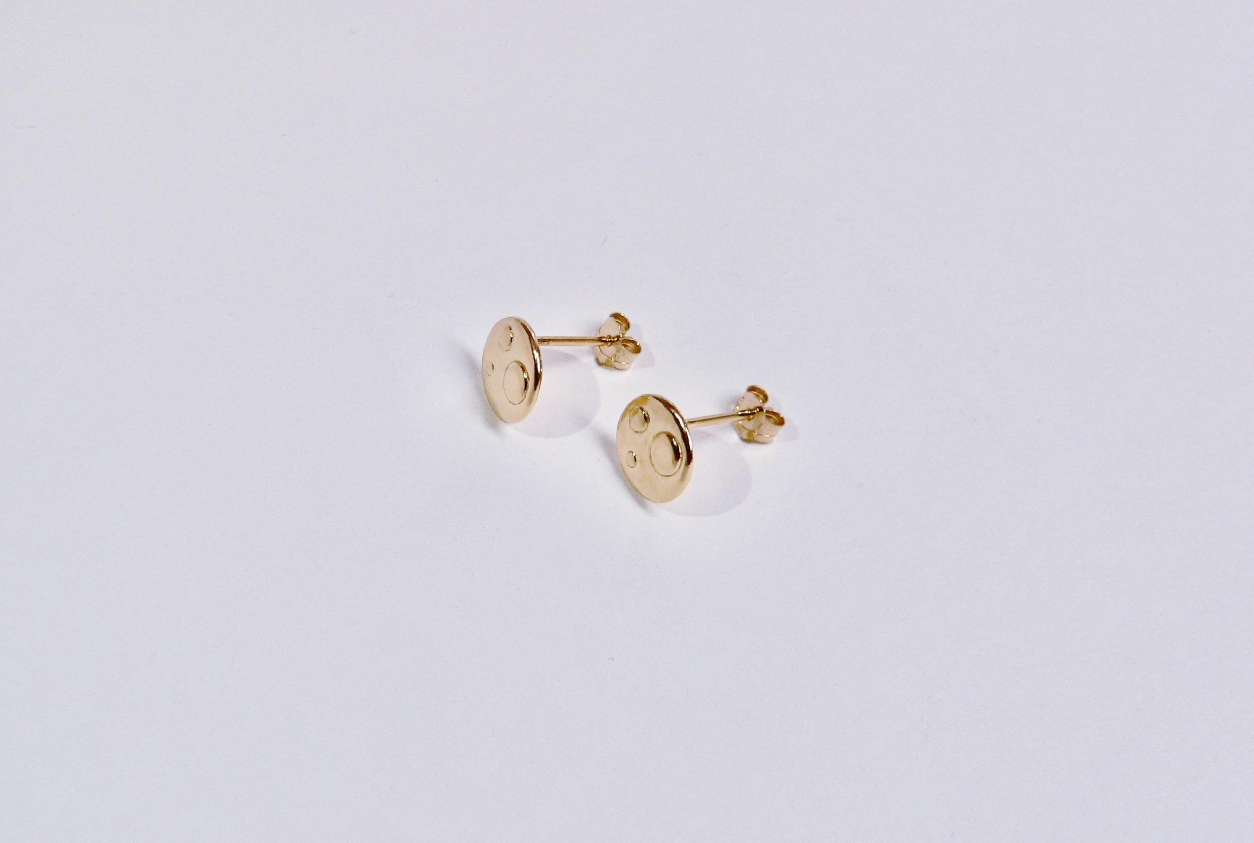 Women's or Men's Three Dots Stud Earring (Pair), Yellow Gold-Plated Sterling Silver For Sale
