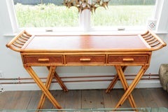 Console a tre cassetti in bambù e vimini