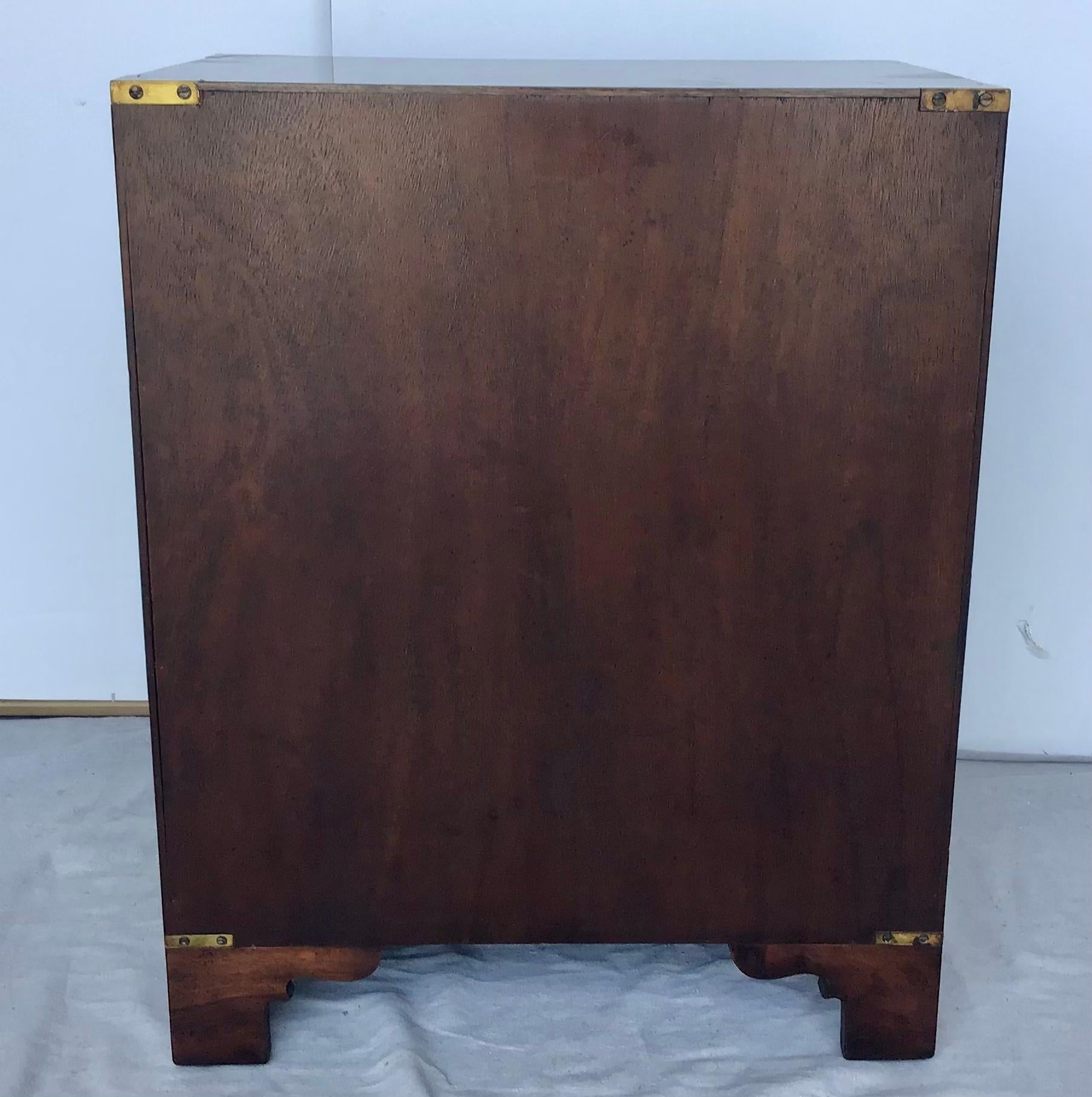 Mahogany Three Drawer Campaign Side Table or Bedside Commode