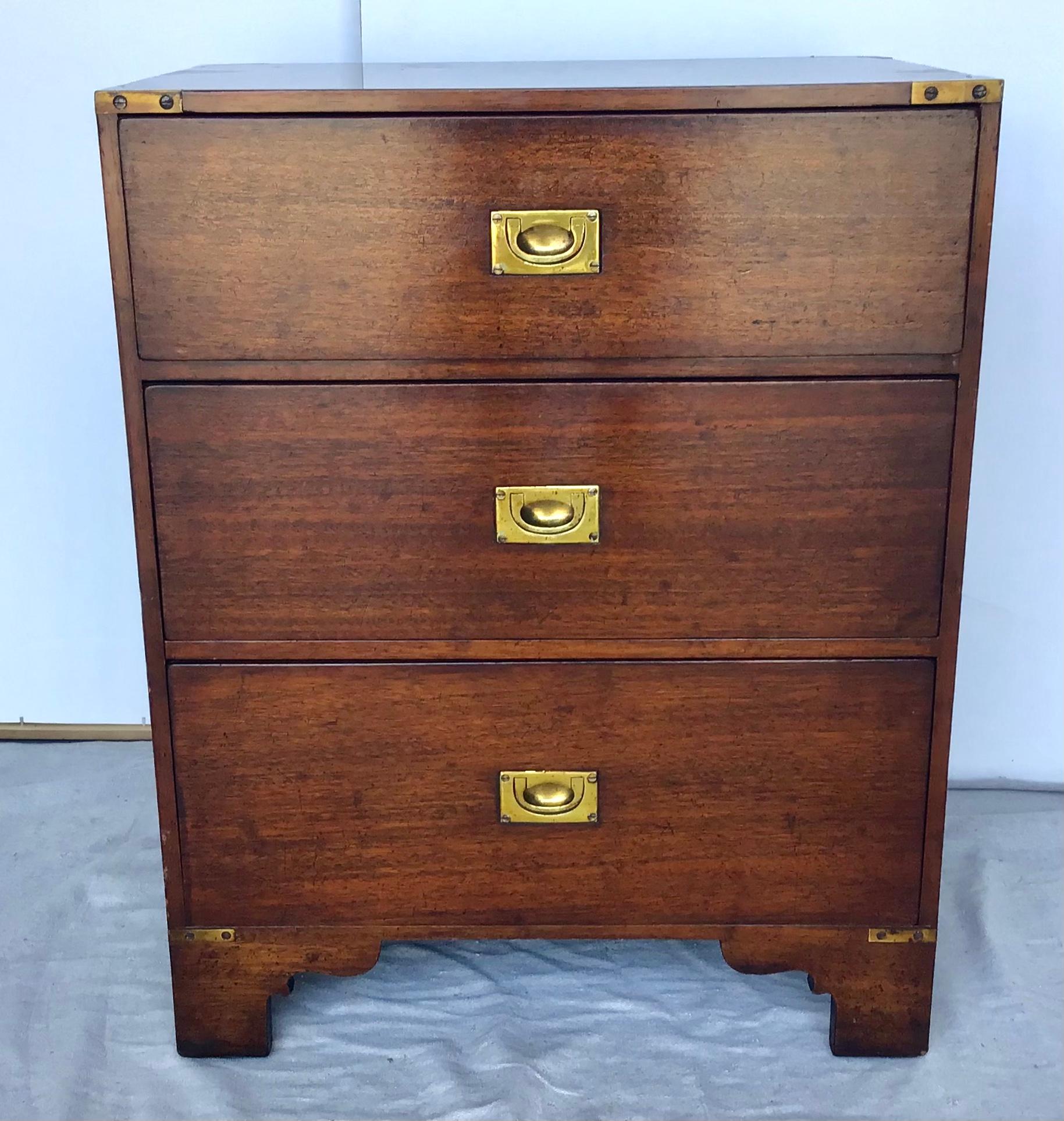 Three Drawer Campaign Side Table or Bedside Commode 3