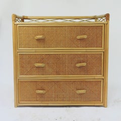 Three Drawer Cane Chest of Drawers, 1980s
