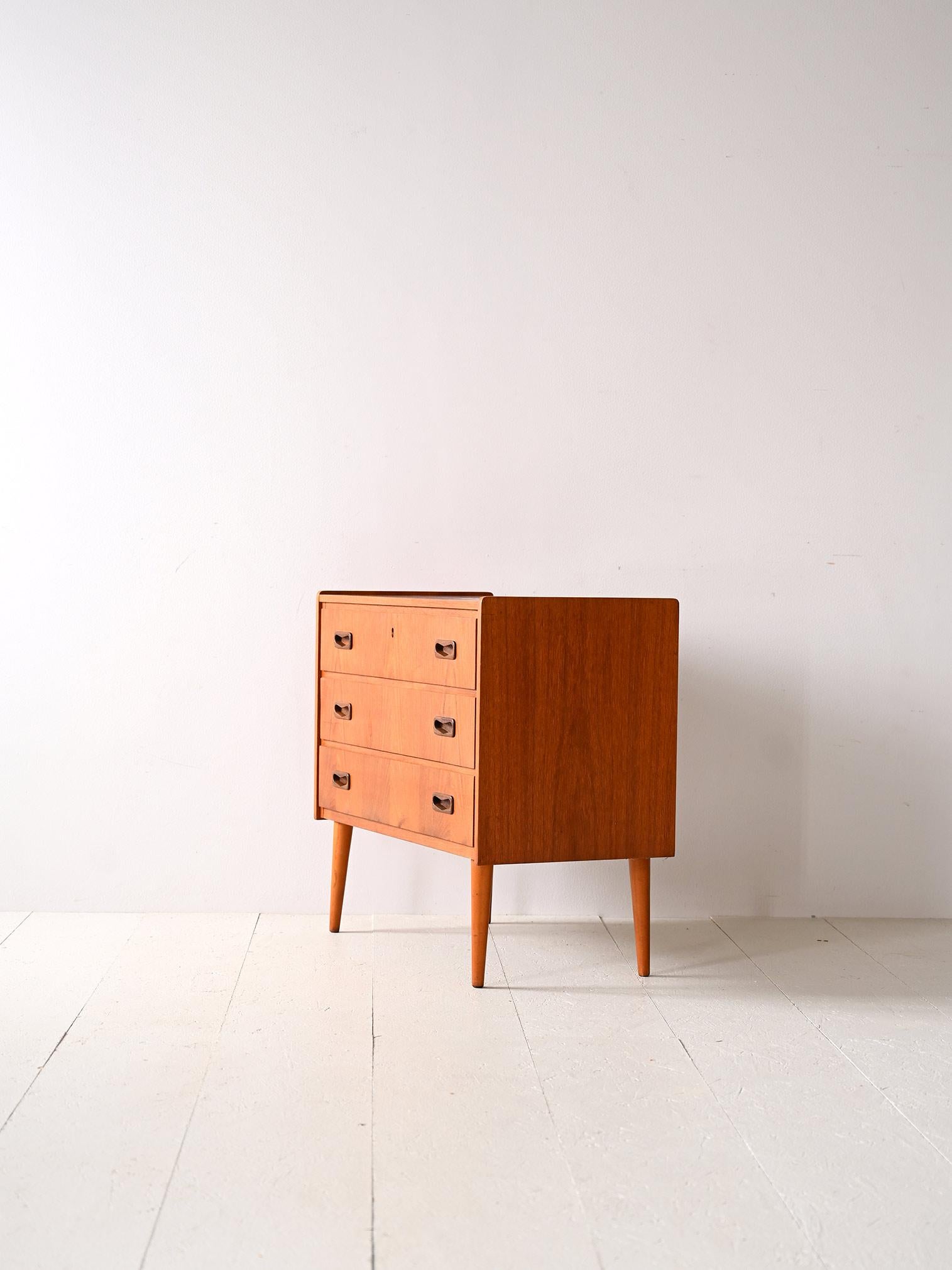 Scandinavian Three-drawer chest of drawers with wooden handles