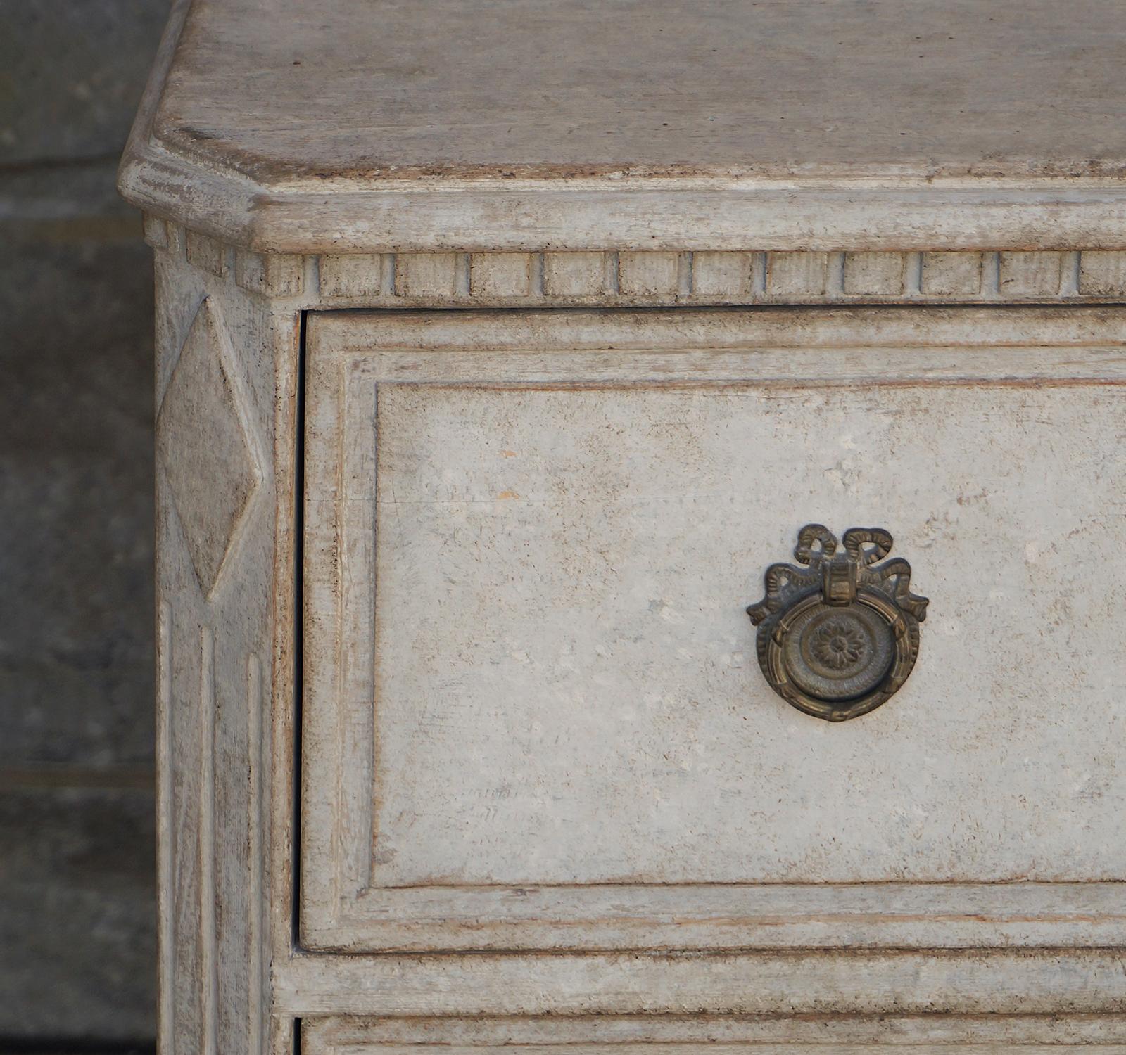 Hand-Carved Three Drawer Chest with Incised Detail