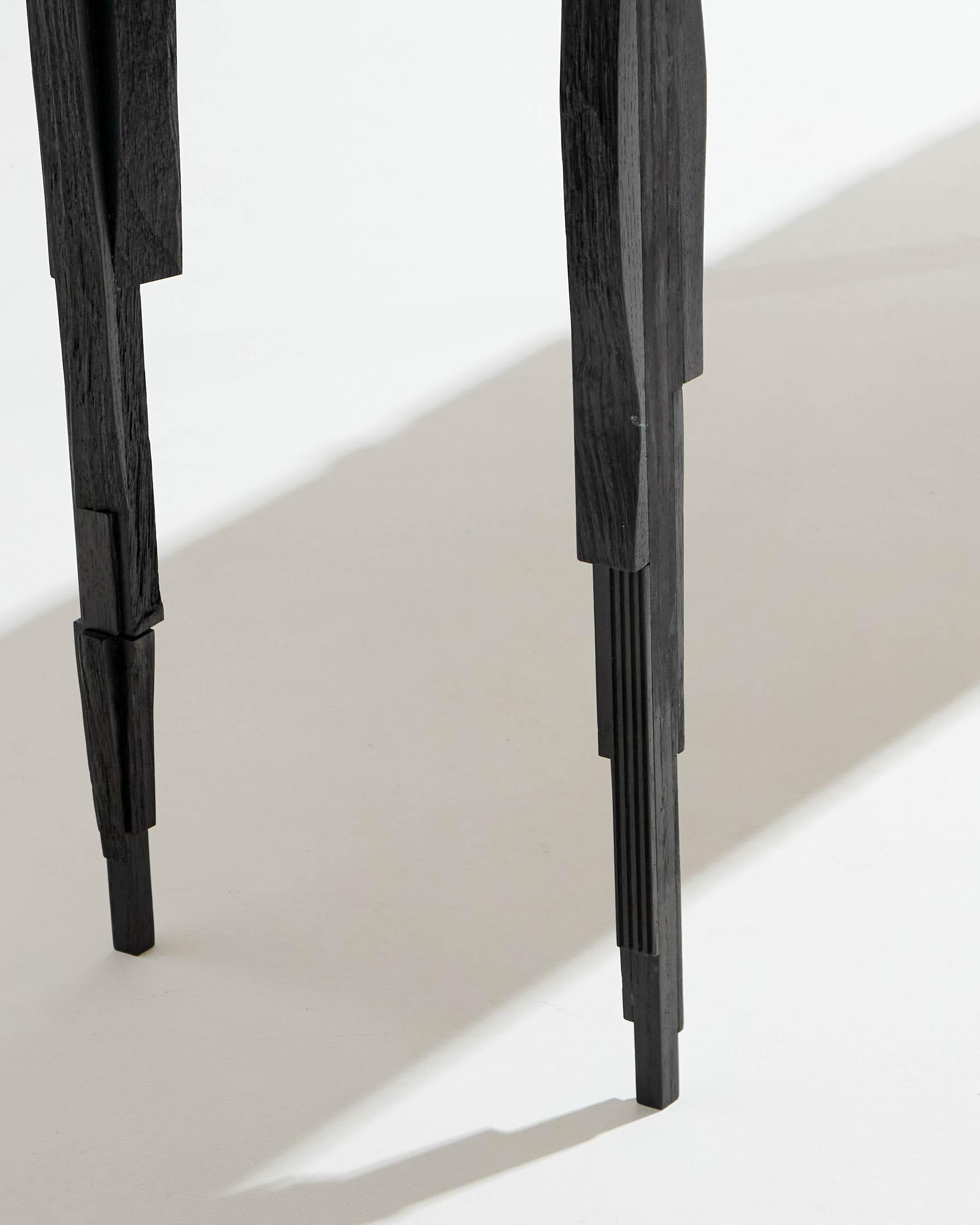 Three-drawer console in black wood For Sale 2