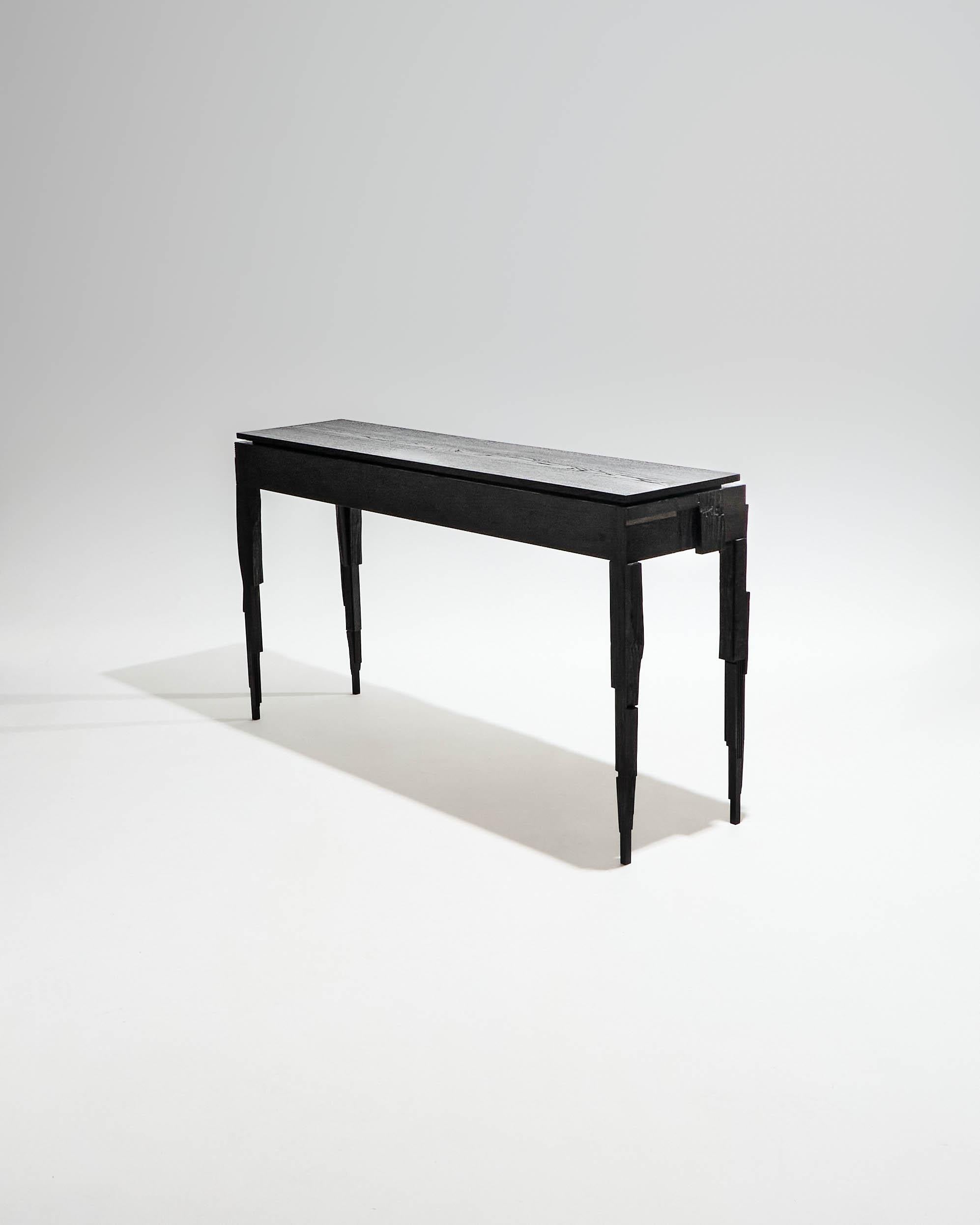 Three-drawer console in black wood For Sale 3