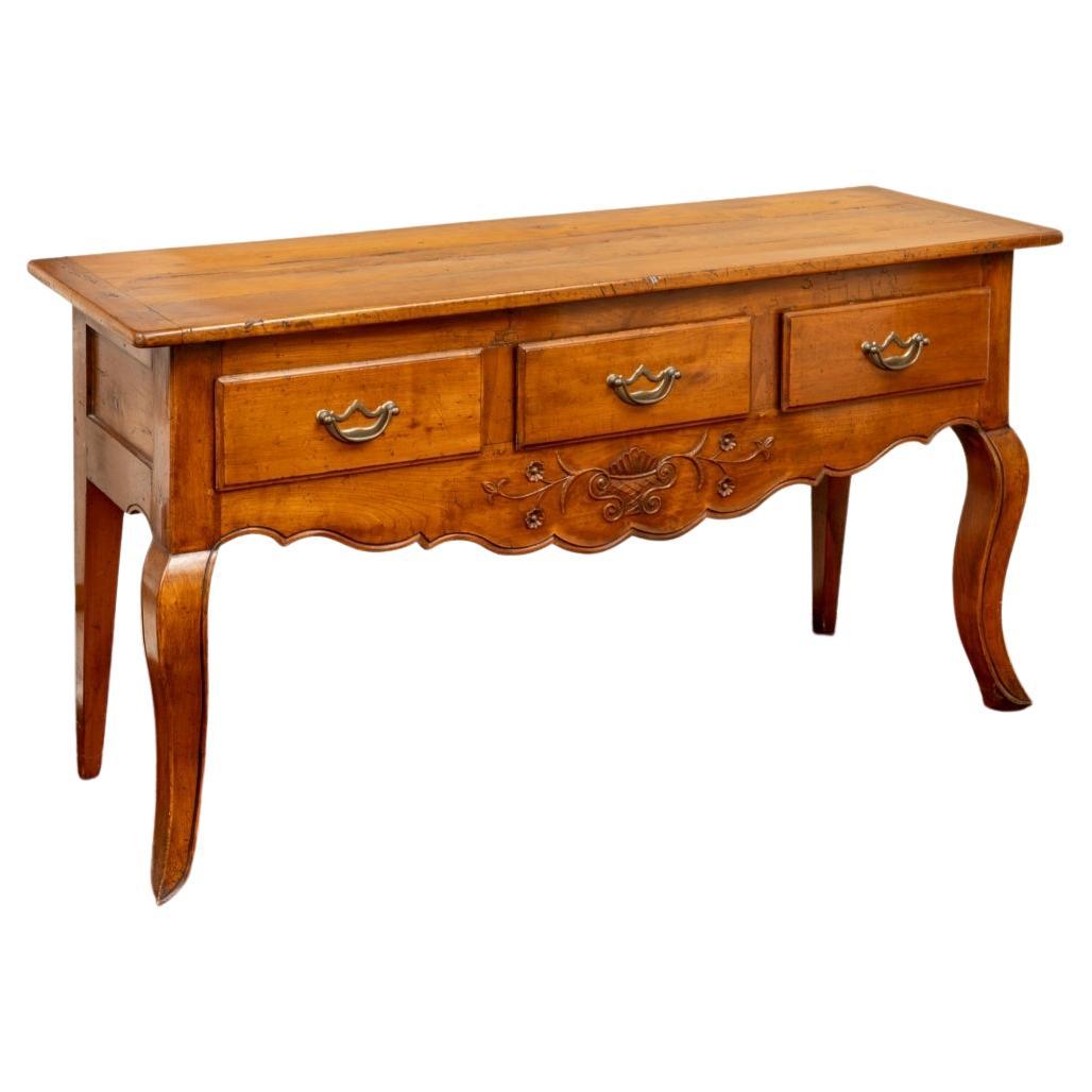 Three Drawer Country French Console Table For Sale