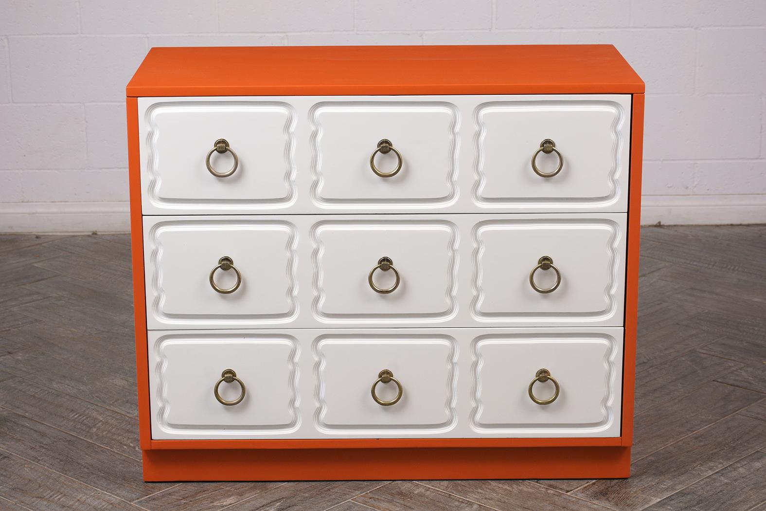 Modern Three-Drawer Dorothy Draper Style Dresser with Lacquered Finish