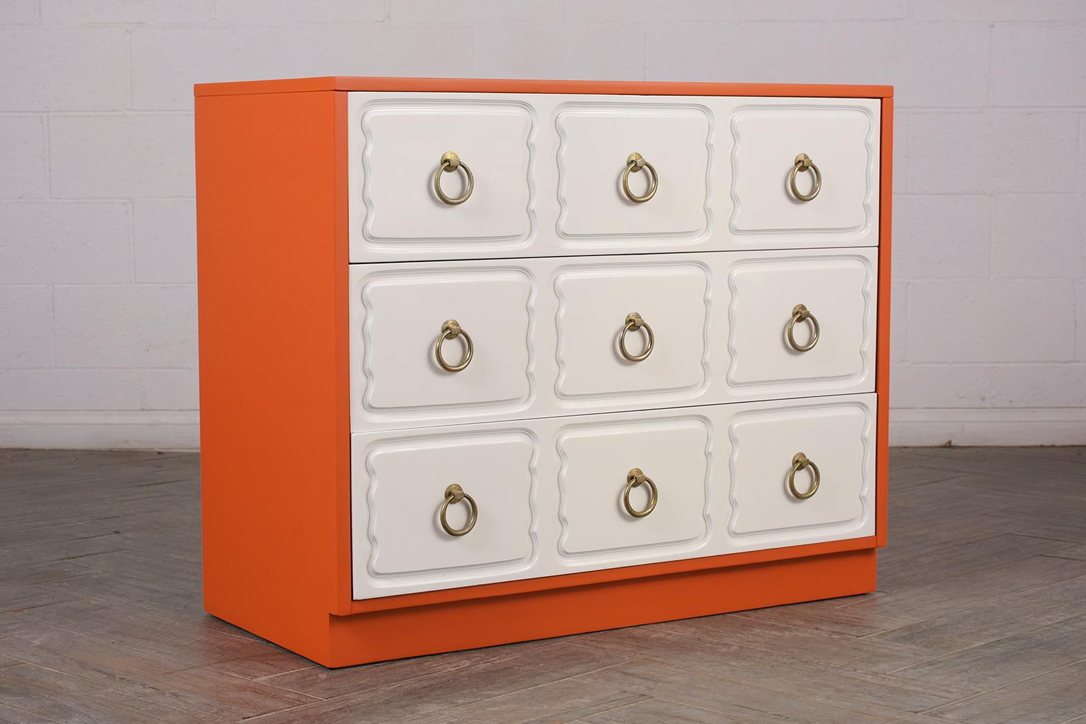 Hand-Crafted Three-Drawer Dorothy Draper Style Dresser with Lacquered Finish