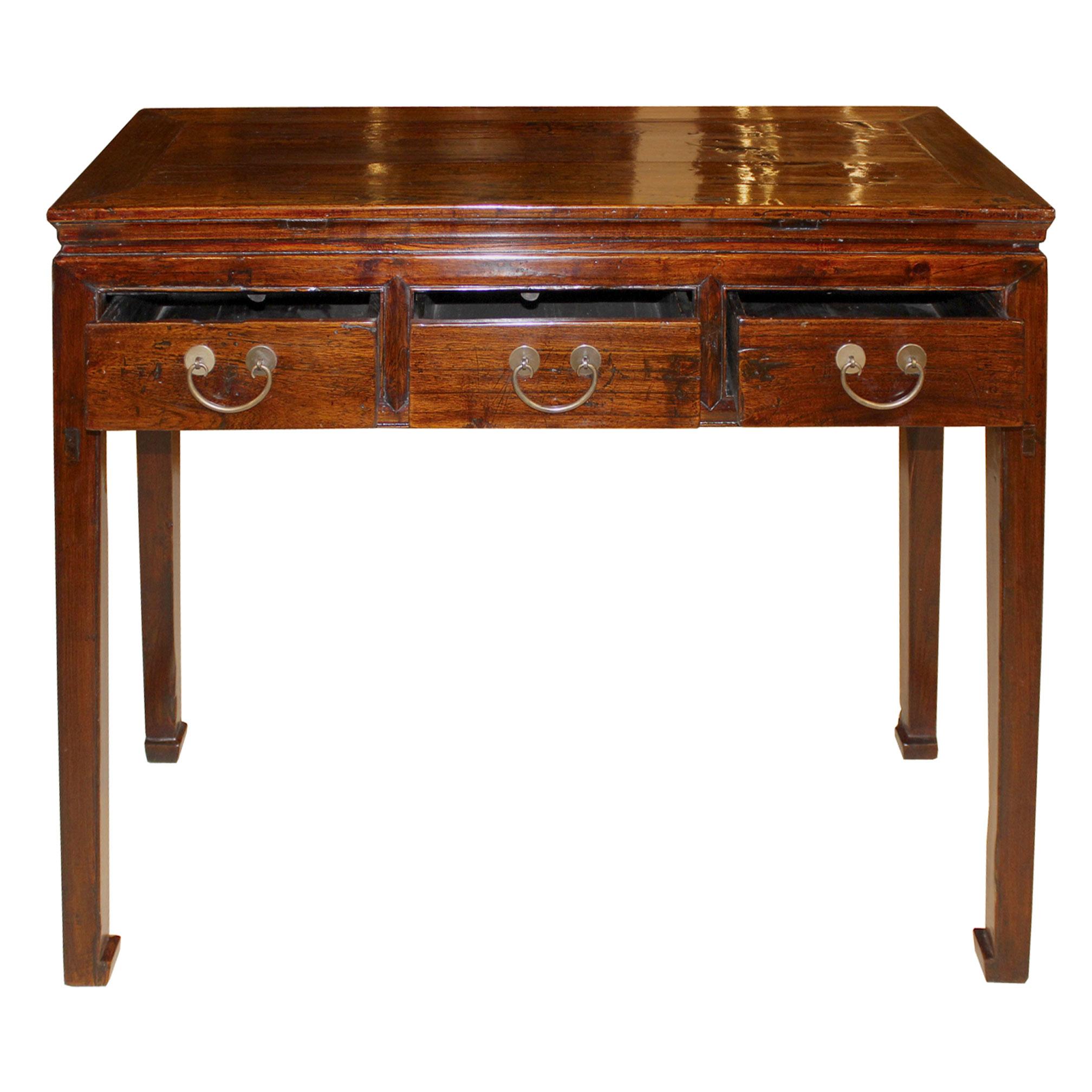 Chinese Three-Drawer Elm Console Table