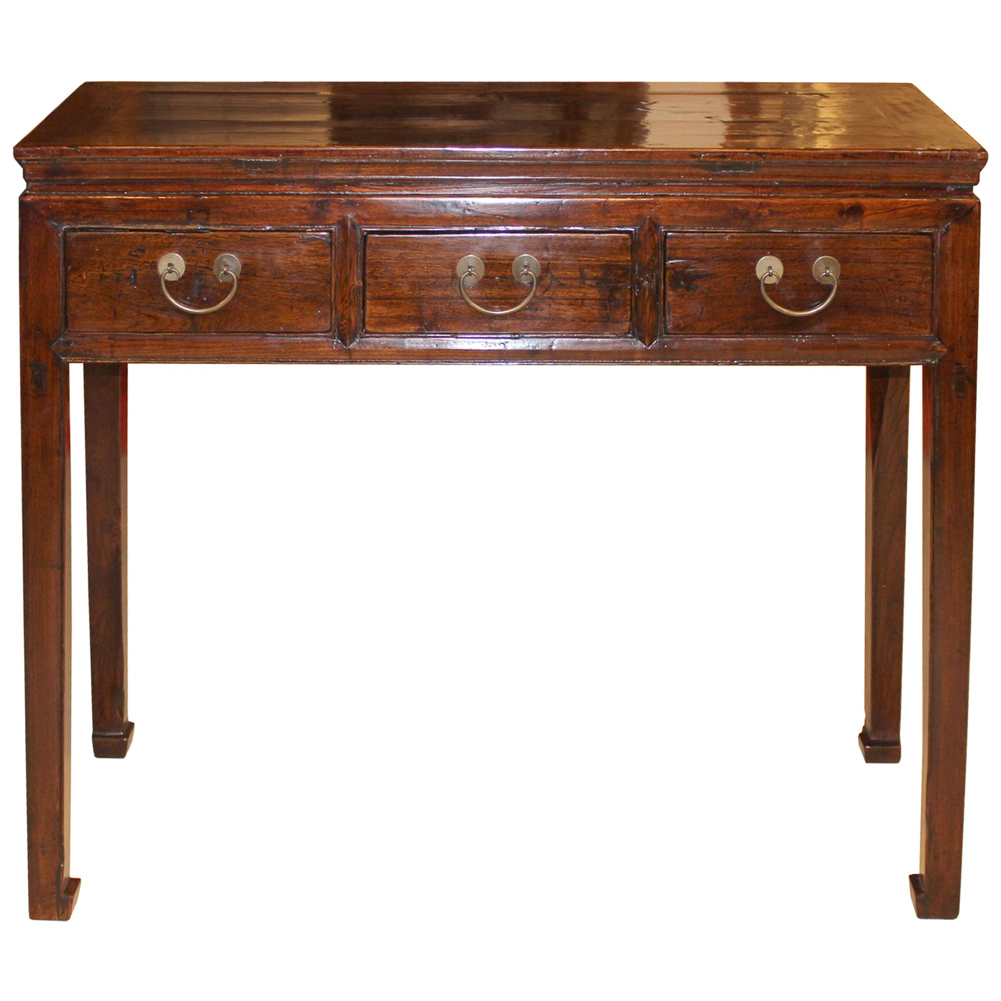 Three-Drawer Elm Console Table