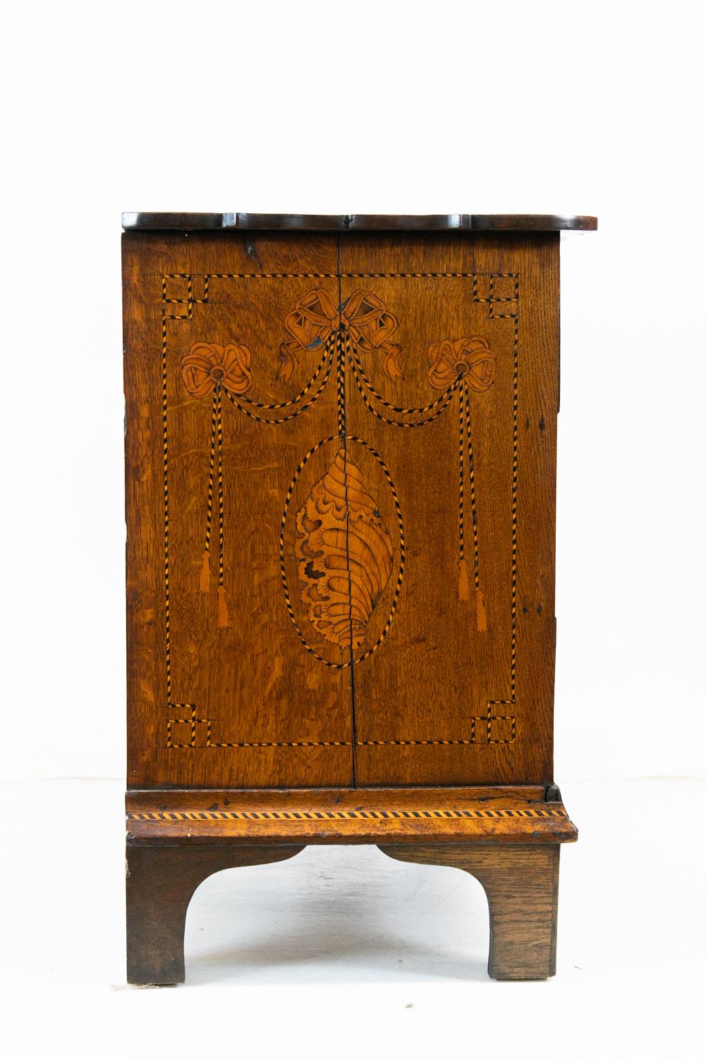 Three-Drawer English Oak Inlaid Chest For Sale 4