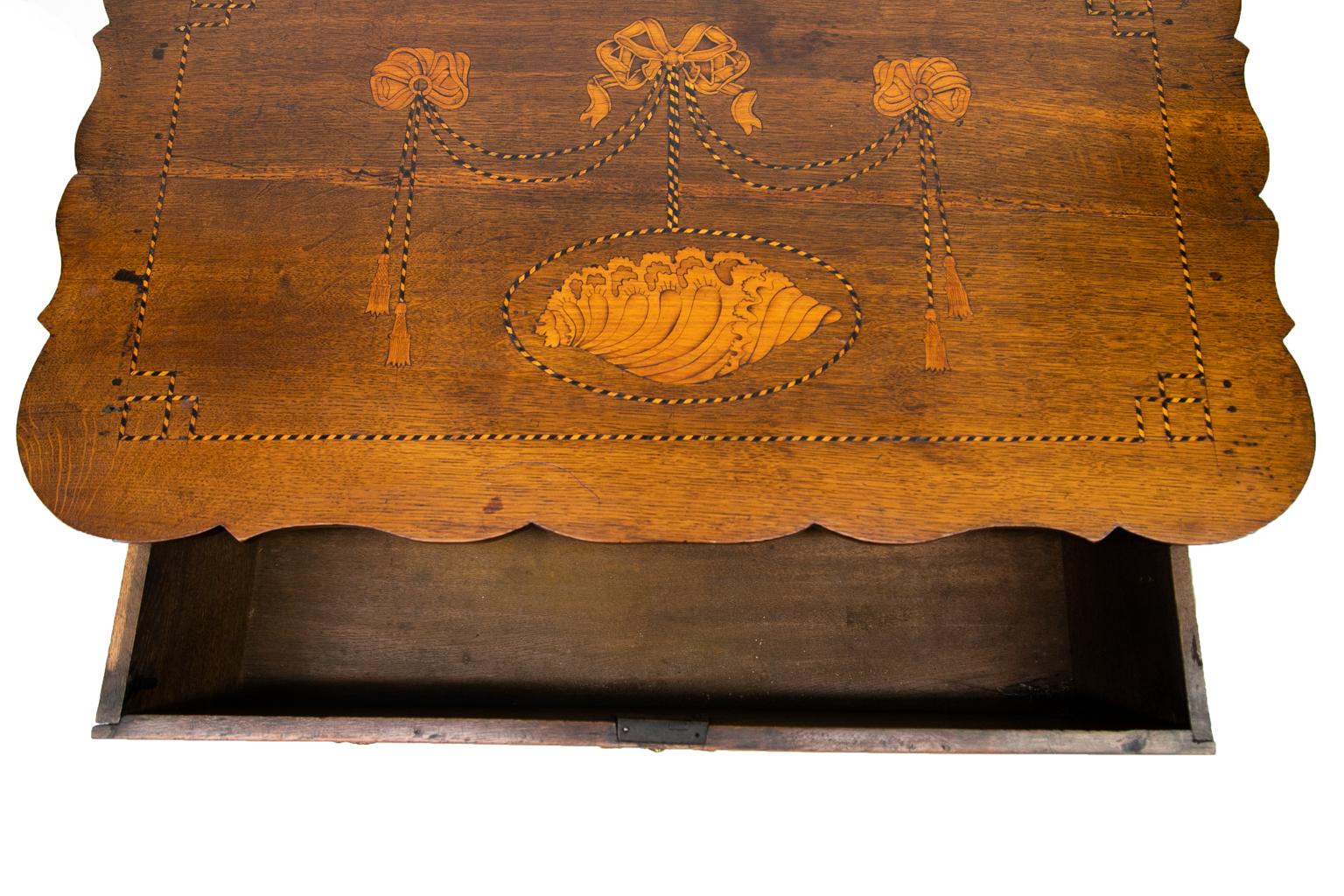 Three-Drawer English Oak Inlaid Chest For Sale 2
