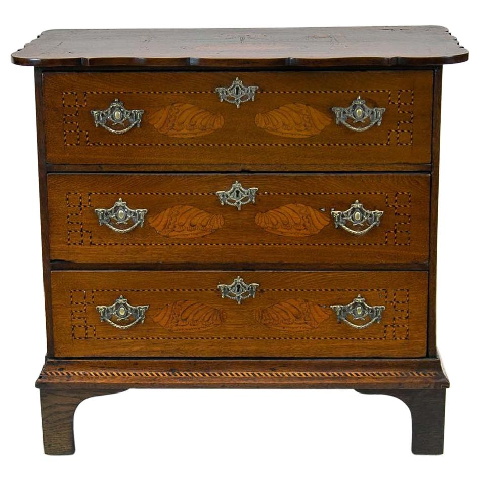 Three-Drawer English Oak Inlaid Chest