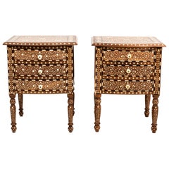Three-Drawer Inlaid Bedside Table