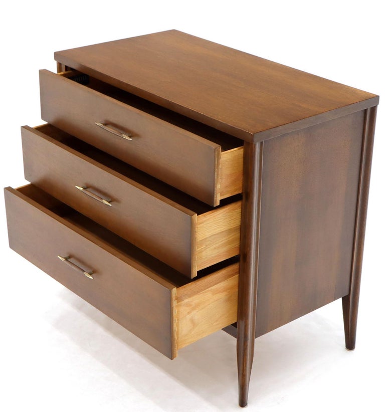 ThreeDrawer MidCentury Modern Walnut Bachelor Chest Dresser at 1stDibs