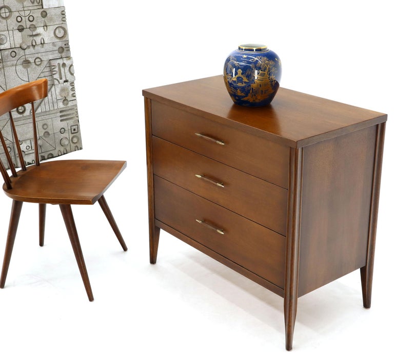 ThreeDrawer MidCentury Modern Walnut Bachelor Chest Dresser at 1stDibs