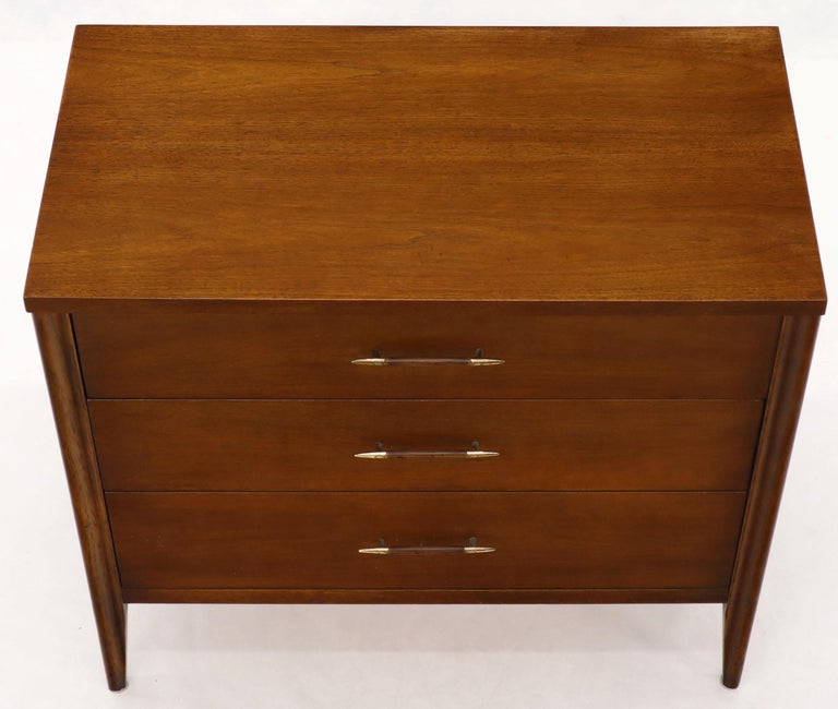ThreeDrawer MidCentury Modern Walnut Bachelor Chest Dresser at 1stDibs