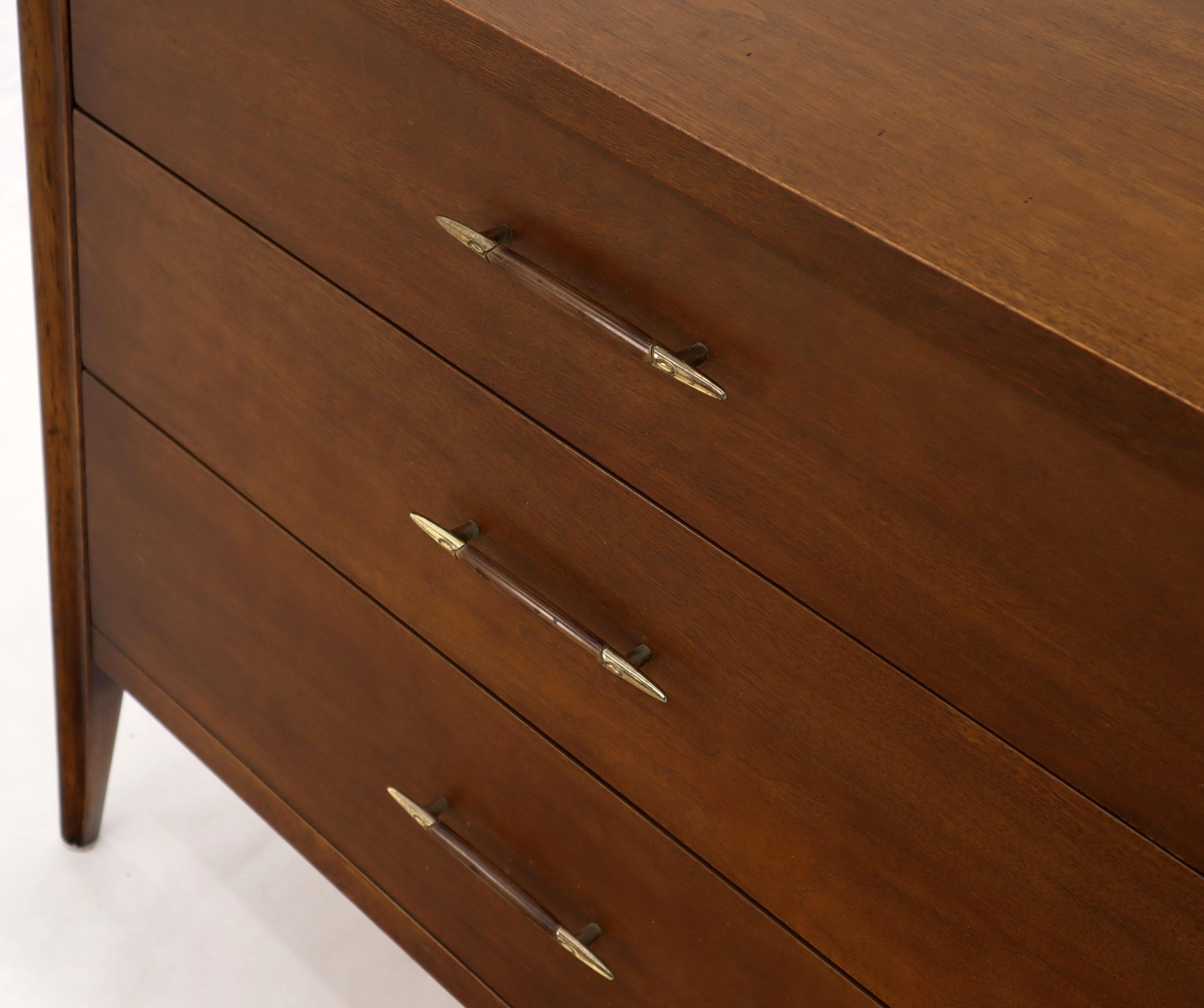 Lacquered Three-Drawer Mid-Century Modern Walnut Bachelor Chest Dresser