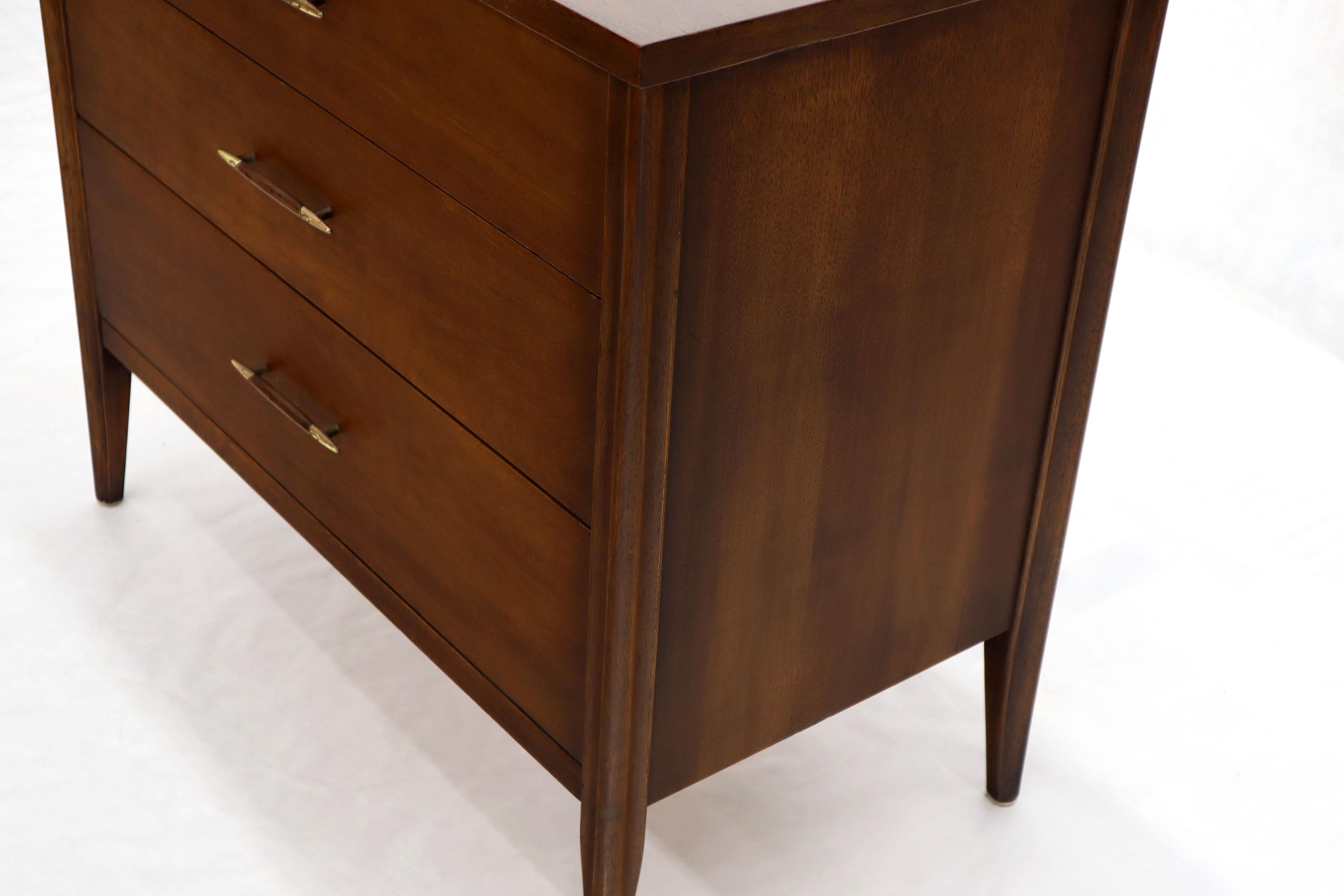 20th Century Three-Drawer Mid-Century Modern Walnut Bachelor Chest Dresser