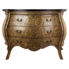 Three Drawer Rococo Modern Bombay Chest With Marble Top