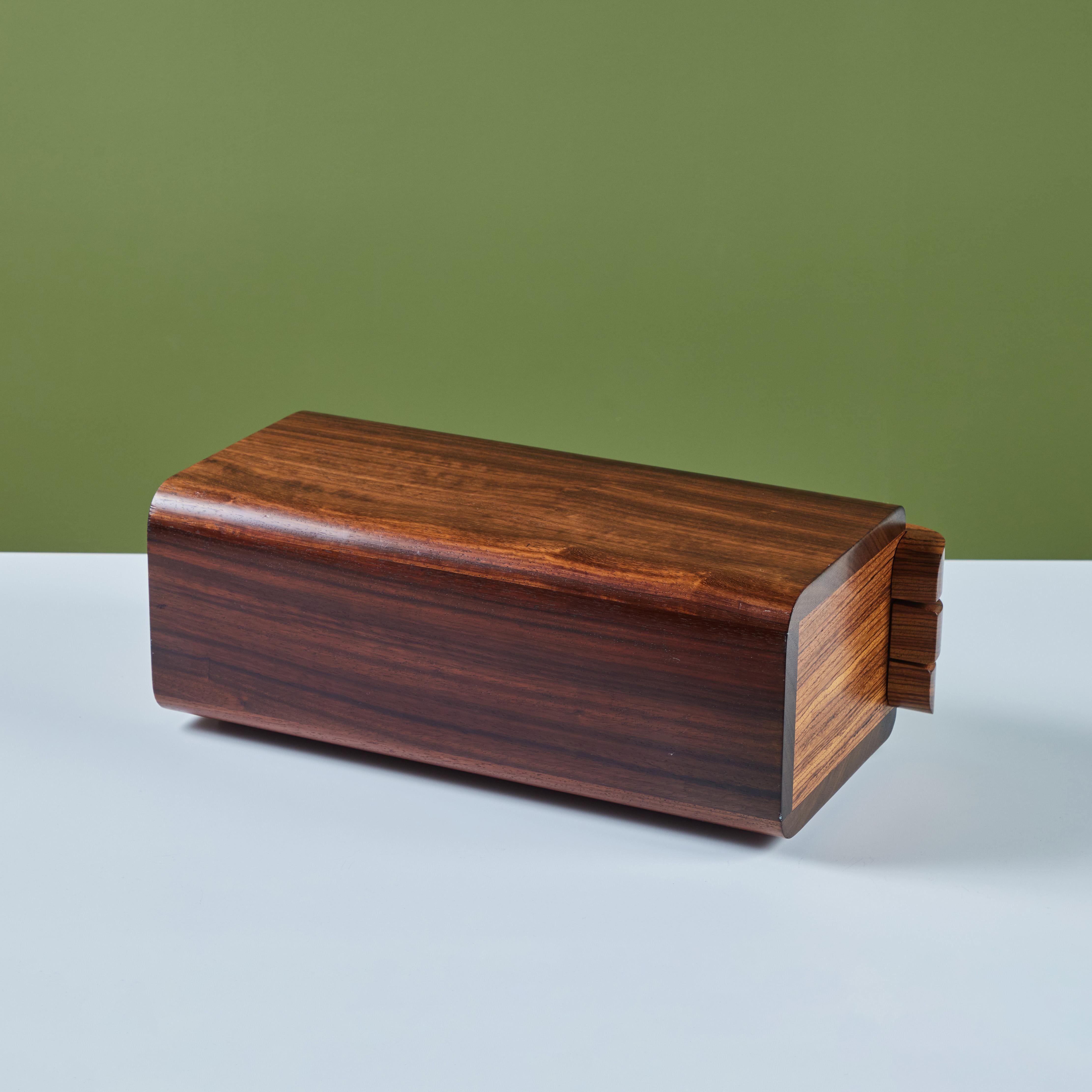 Three Drawer Rosewood and Walnut Jewelry Box For Sale 3