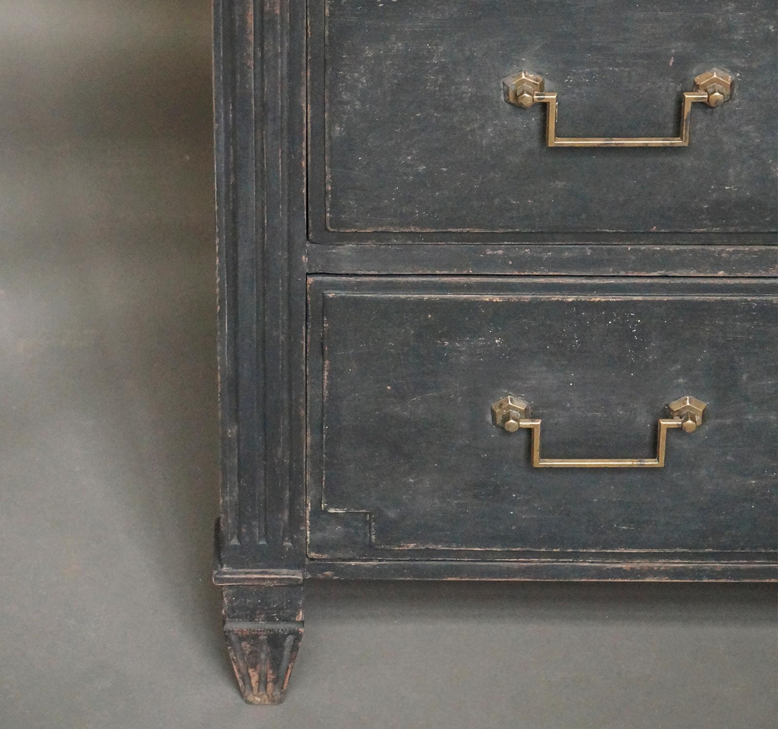 Brass Three-Drawer Swedish Chest in the Neoclassical Style