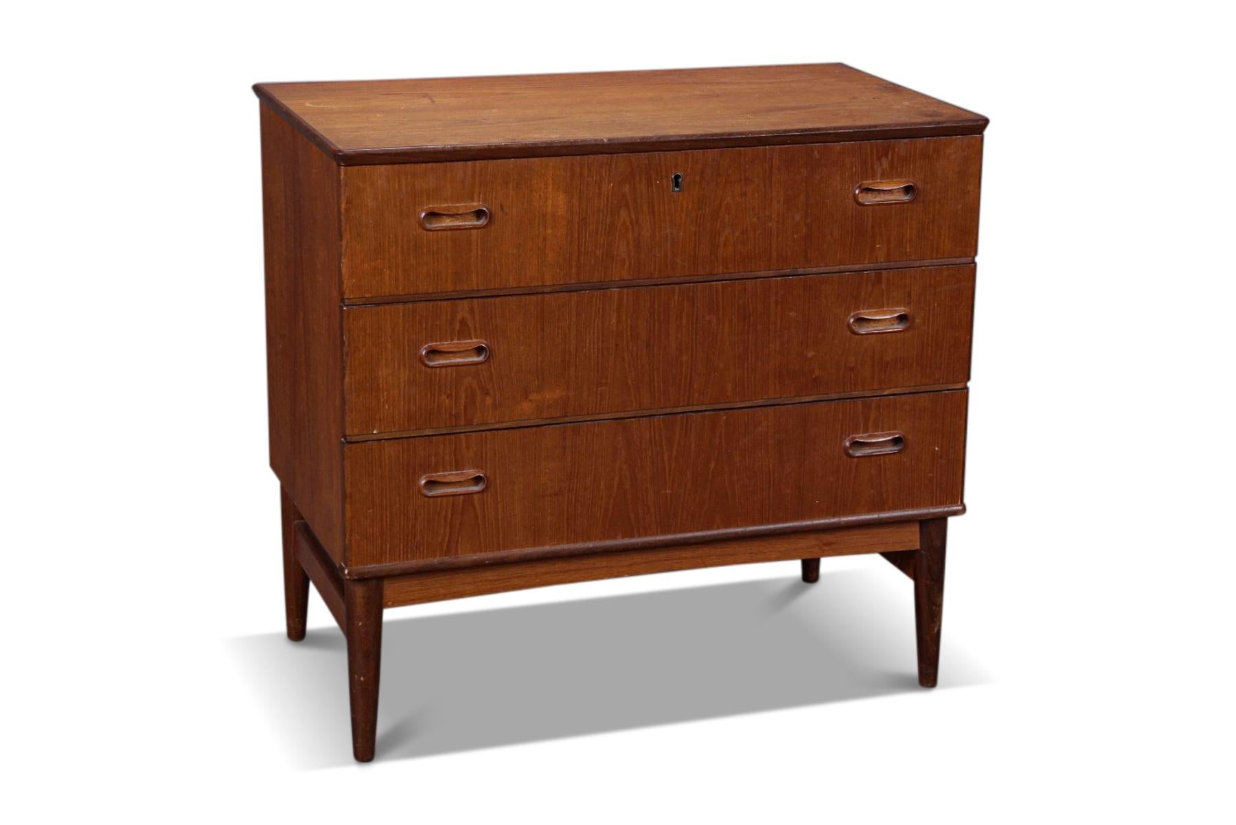 Danish Three Drawer Vodder Style Teak Gentlemans Chest