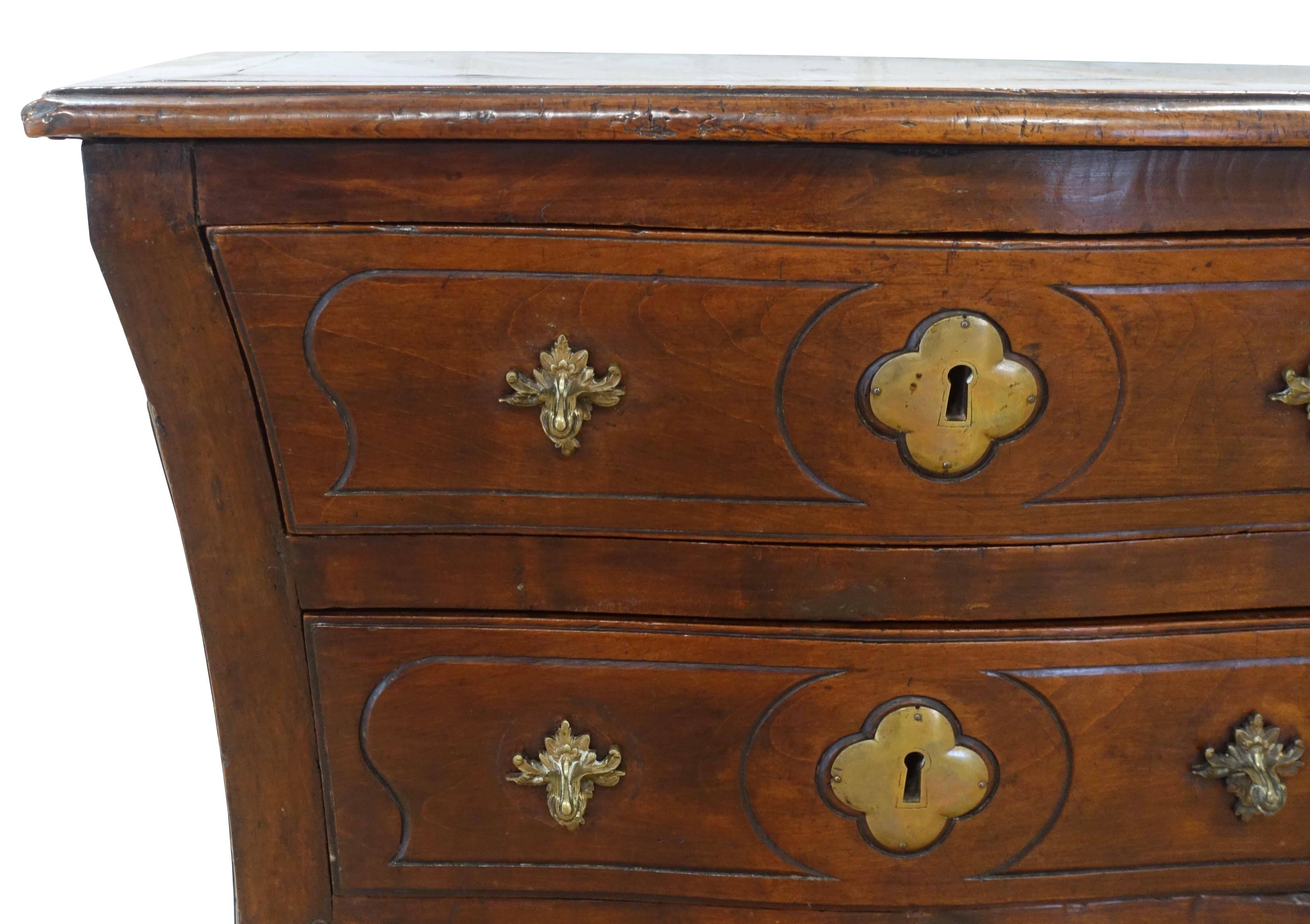 French Three-Drawer Walnut Commode, France, 18th Century
