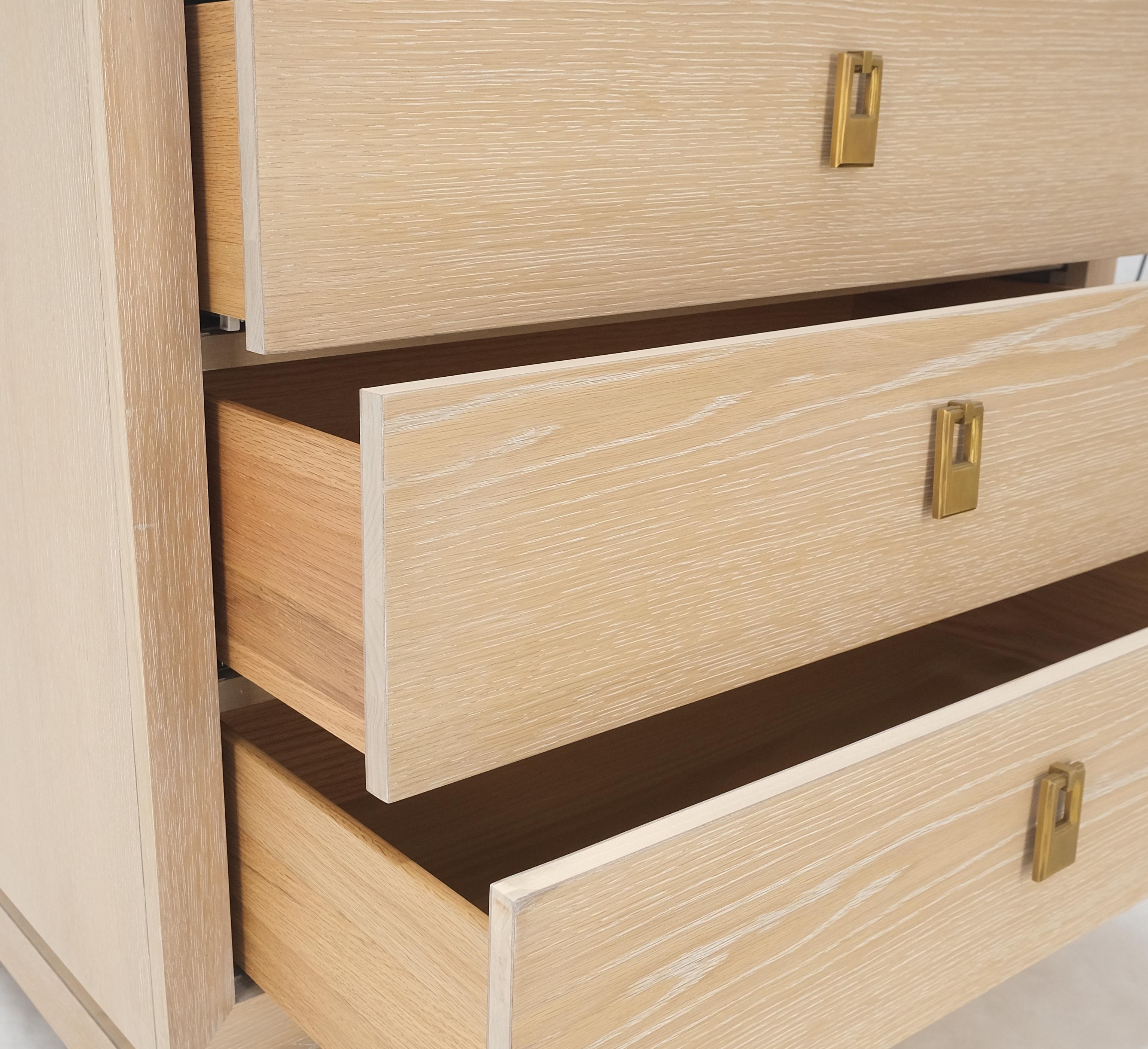 Three Drawers Brass Drop Pulls Hardware Cerused Oak Bachelor Chest Dresser MINT! For Sale 1