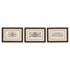 Three Drawings of Antique French Balconies, Framed, Angel L Nahon France, 1998