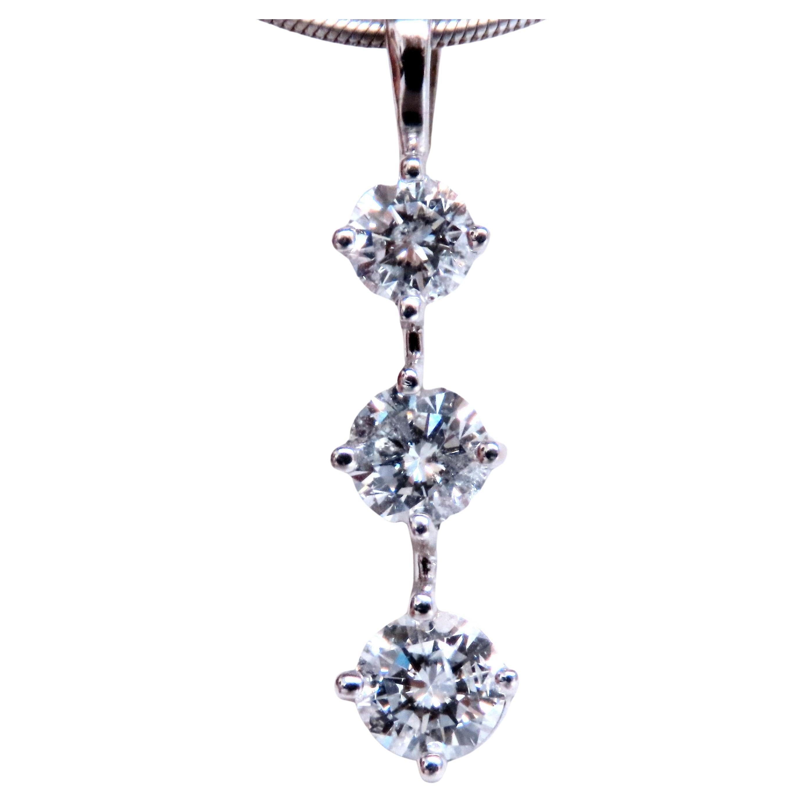 Three Drop Natural Diamonds Pendant Necklace 14kt 12517 For Sale